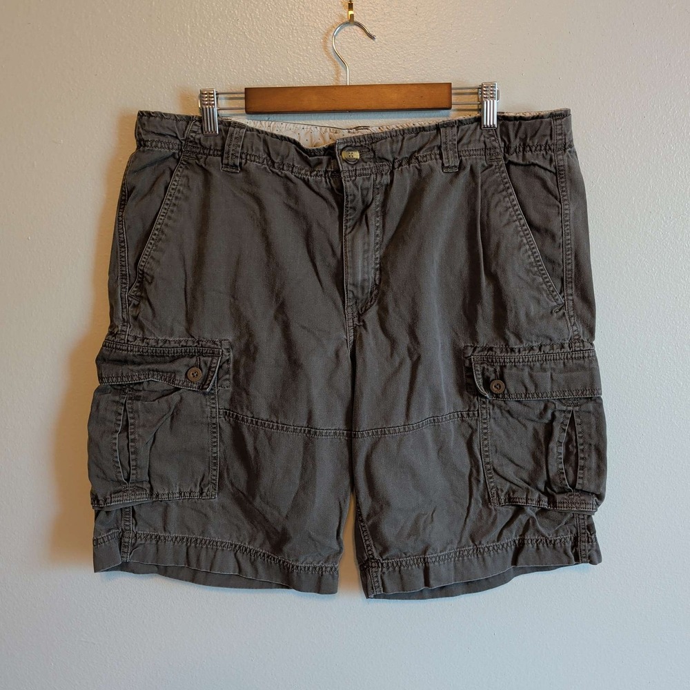 The North Face Cargo Shorts Mens 38 Gray Cotton Canvas Relaxed Hiking